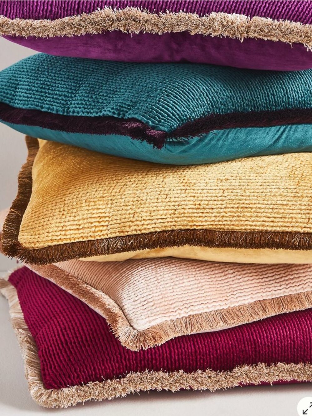 Anthropologie Valentina Velvet Fringe Pillow - New!